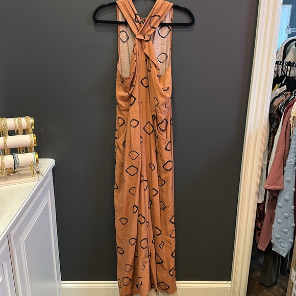 Anthropologie | Eva Franco Brown Jumpsuit with Geometric Pattern - Picture 7 of 11
